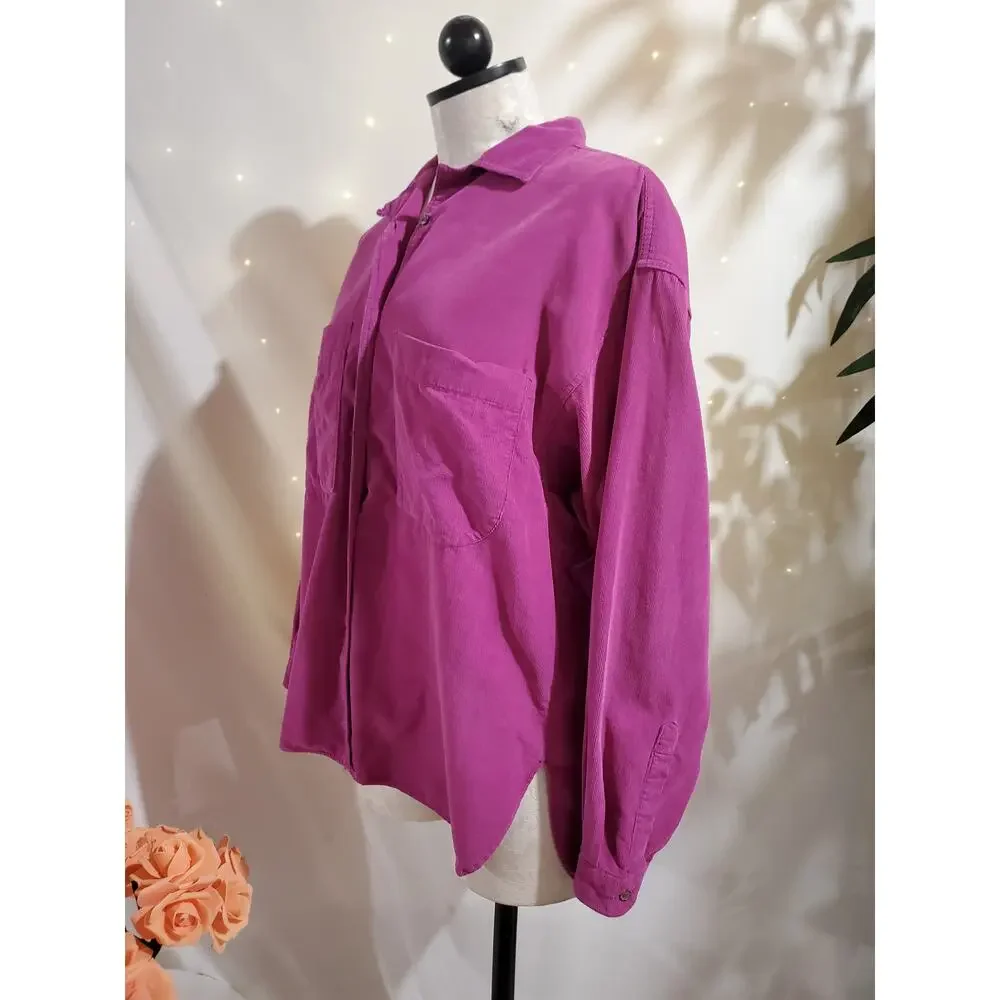 Vtg Patagonia Womens Fine Wale Corduroy Button Shirt Size M Utility Pockets Pink - Picture 4 of 10